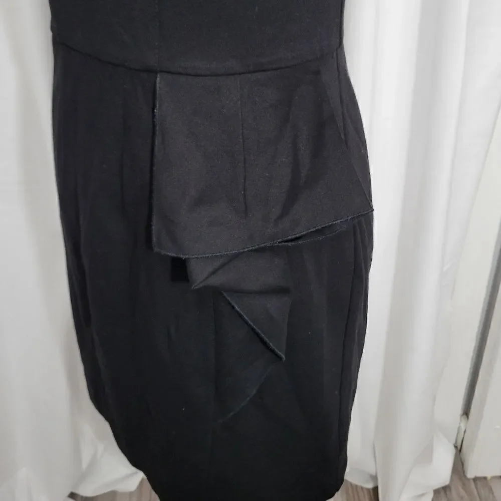 Bebe black mini dress with side ruffle detail